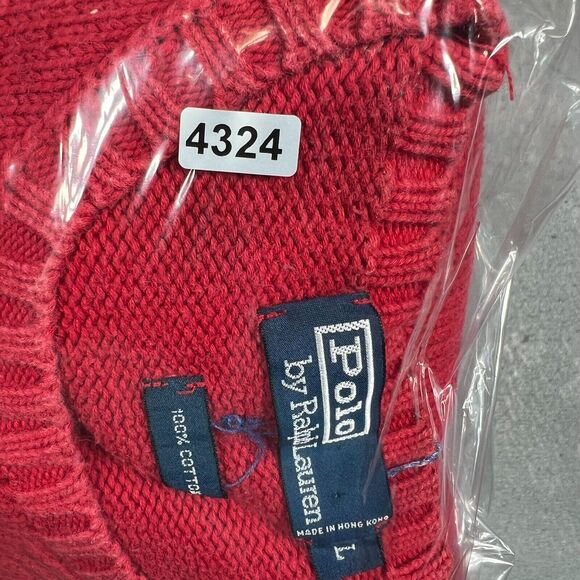 VTG Polo Ralph Lauren Crewneck Sweatshirt Men’s Large Red Knit Pullover Sweater - Picture 10 of 10